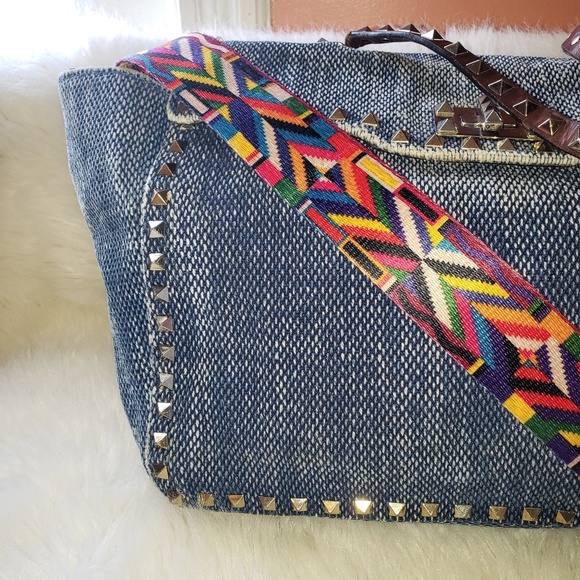 💕SOLD💕Denim Valentino Rockstud Crossbody Bag - Picture 2 of 8